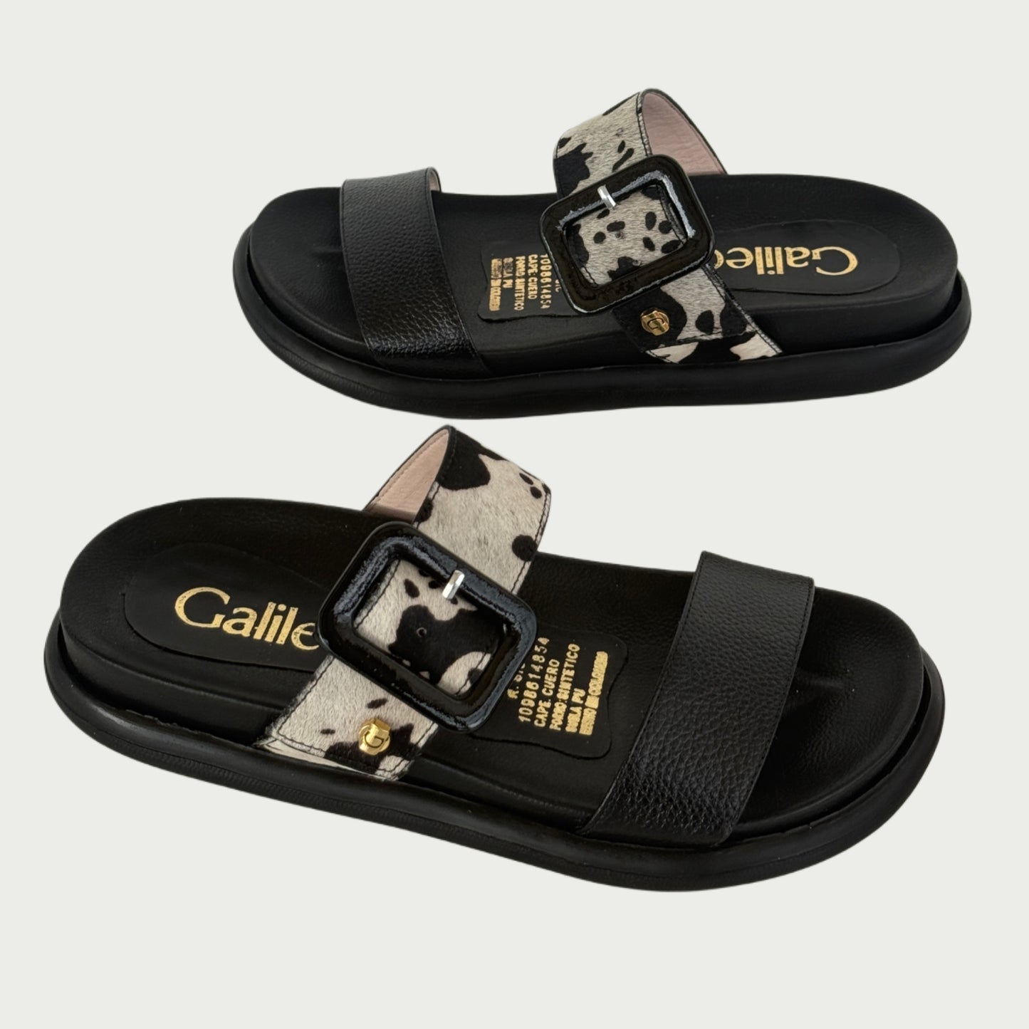 Sandalias en cuero negro x vaca Ref: P1782WP