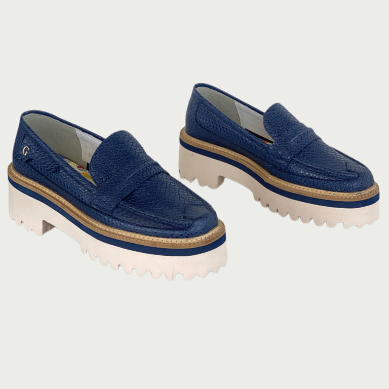 Mocasines cuero azul Rf 6146NPZ