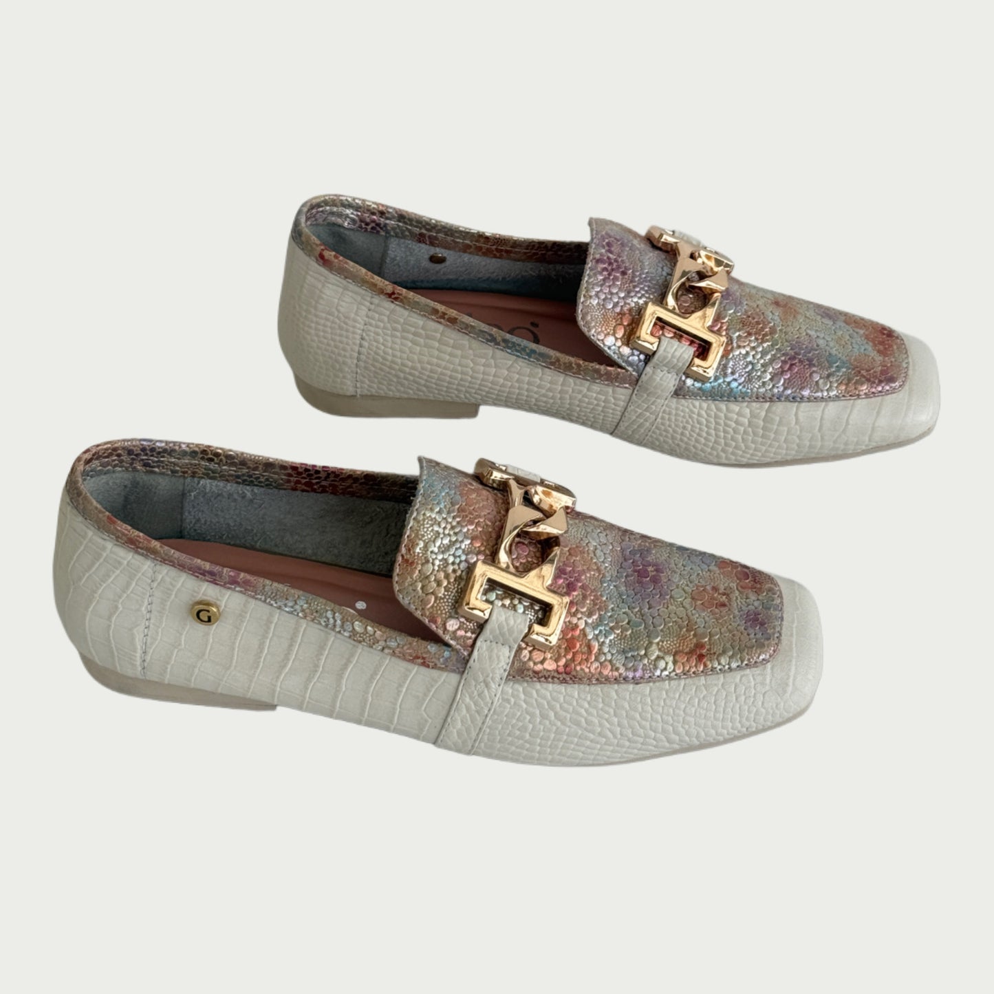 Zapatos mocasines en cuero beige x folia Ref: 448MPFDU34