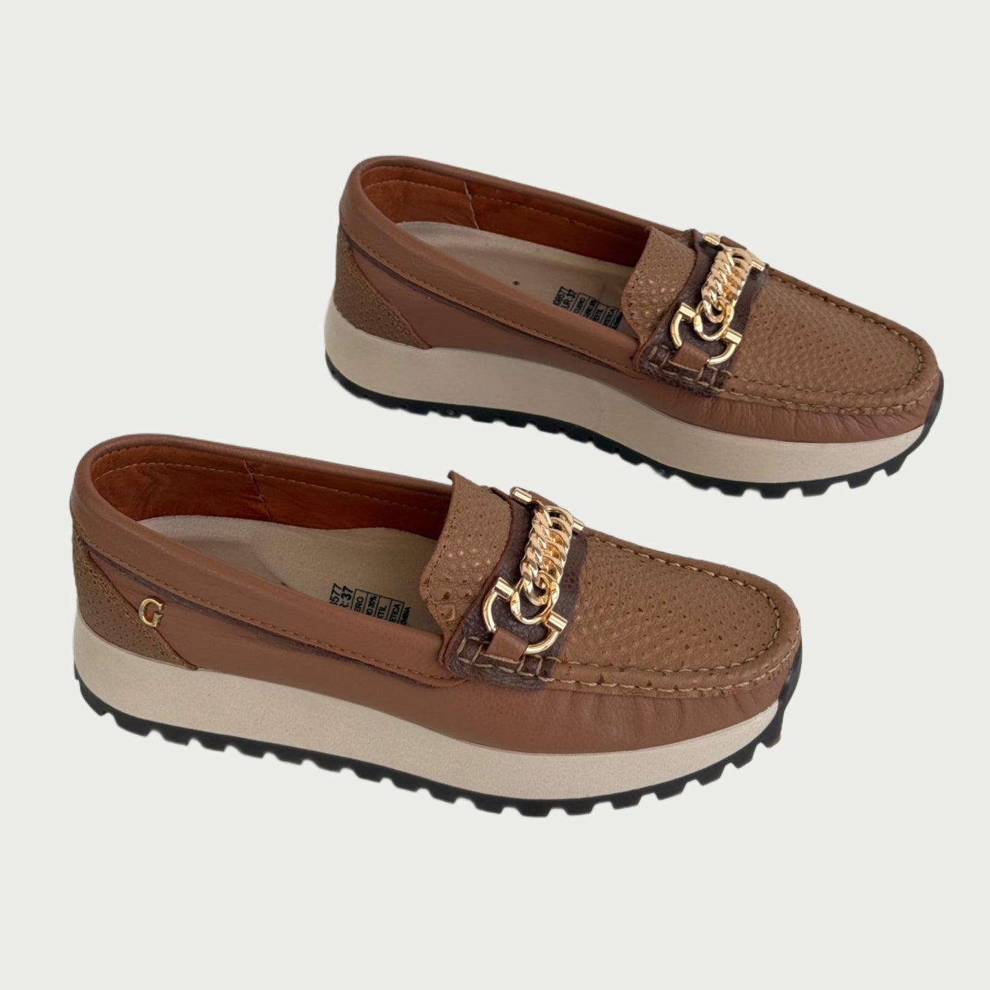 Mocasines en cuero miel x folia Ref: 1002BAWPM