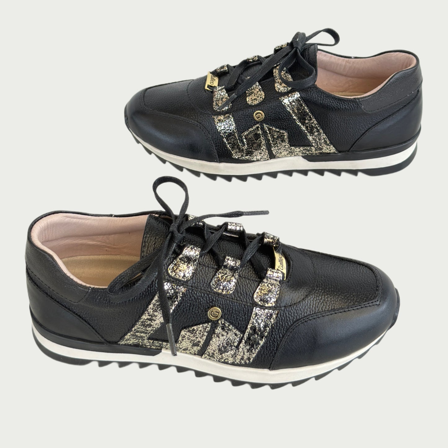 Tennis en cuero negro x oro Ref: T2088WPNG