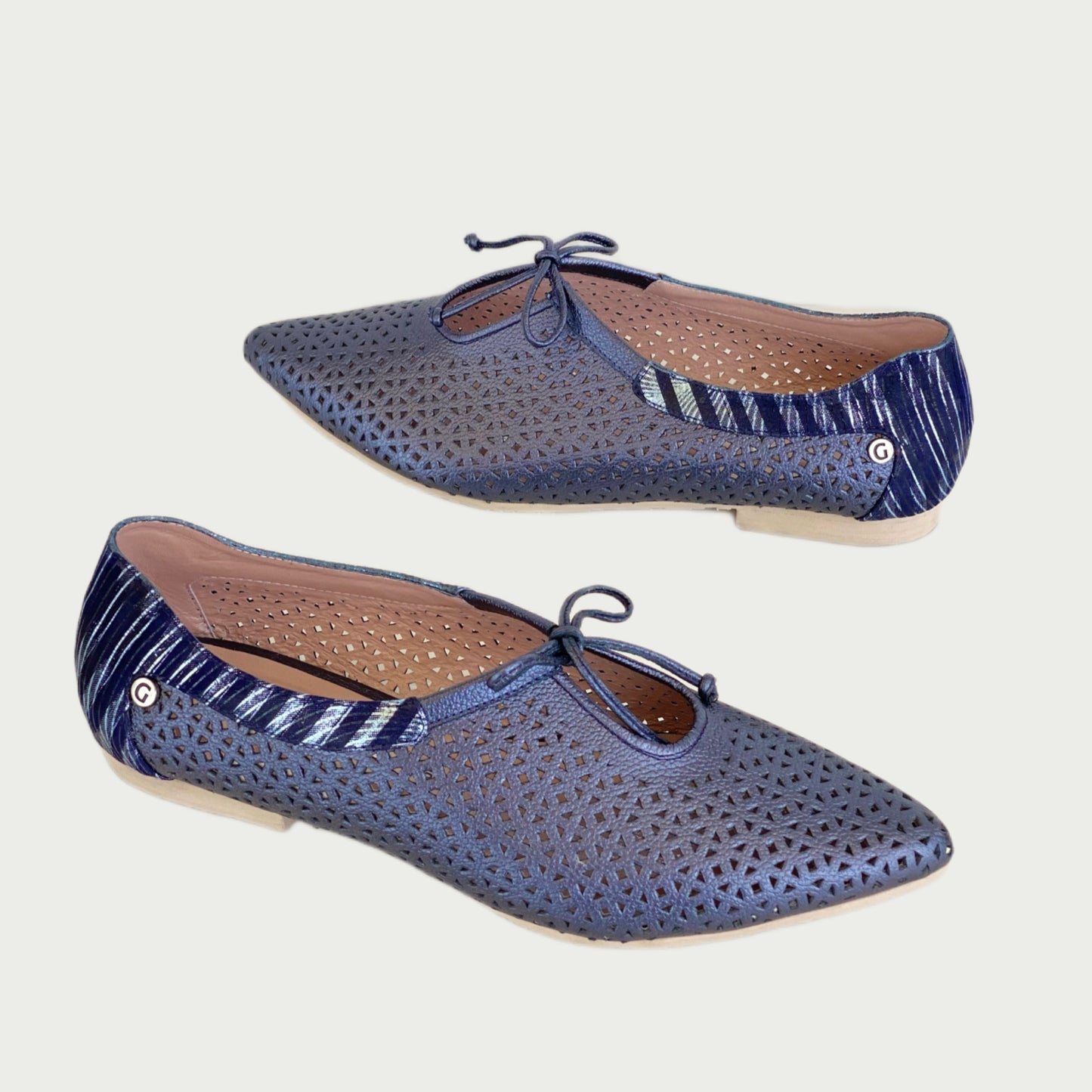 Baletas en cuero azul Ref : 3495NYZ