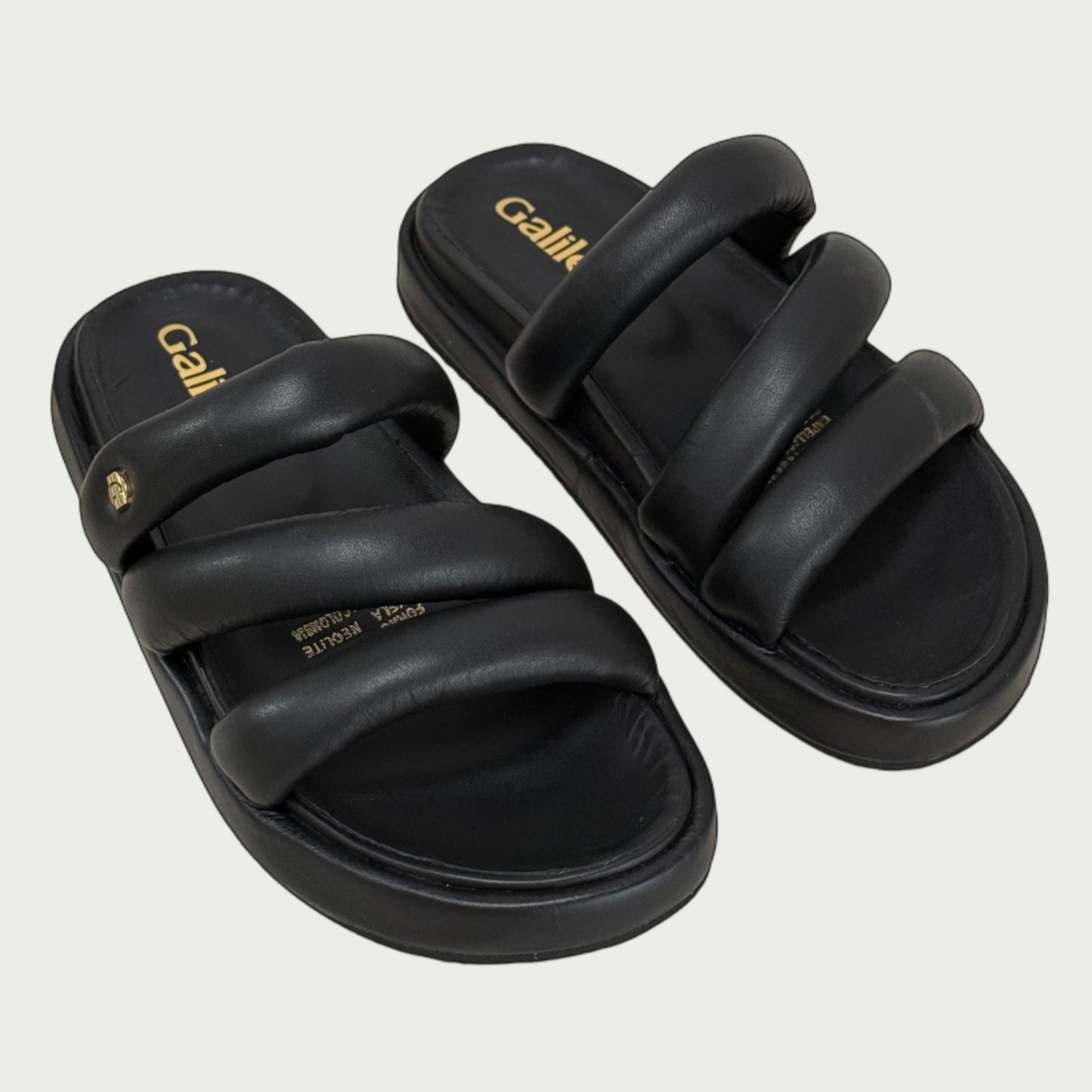 Sandalias cuero negro Rf 2022