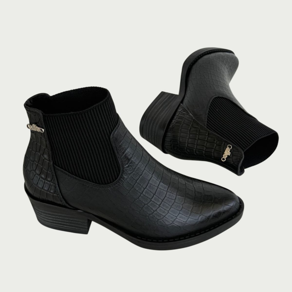 Botines en cuero negro Ref: EMMAAPNG