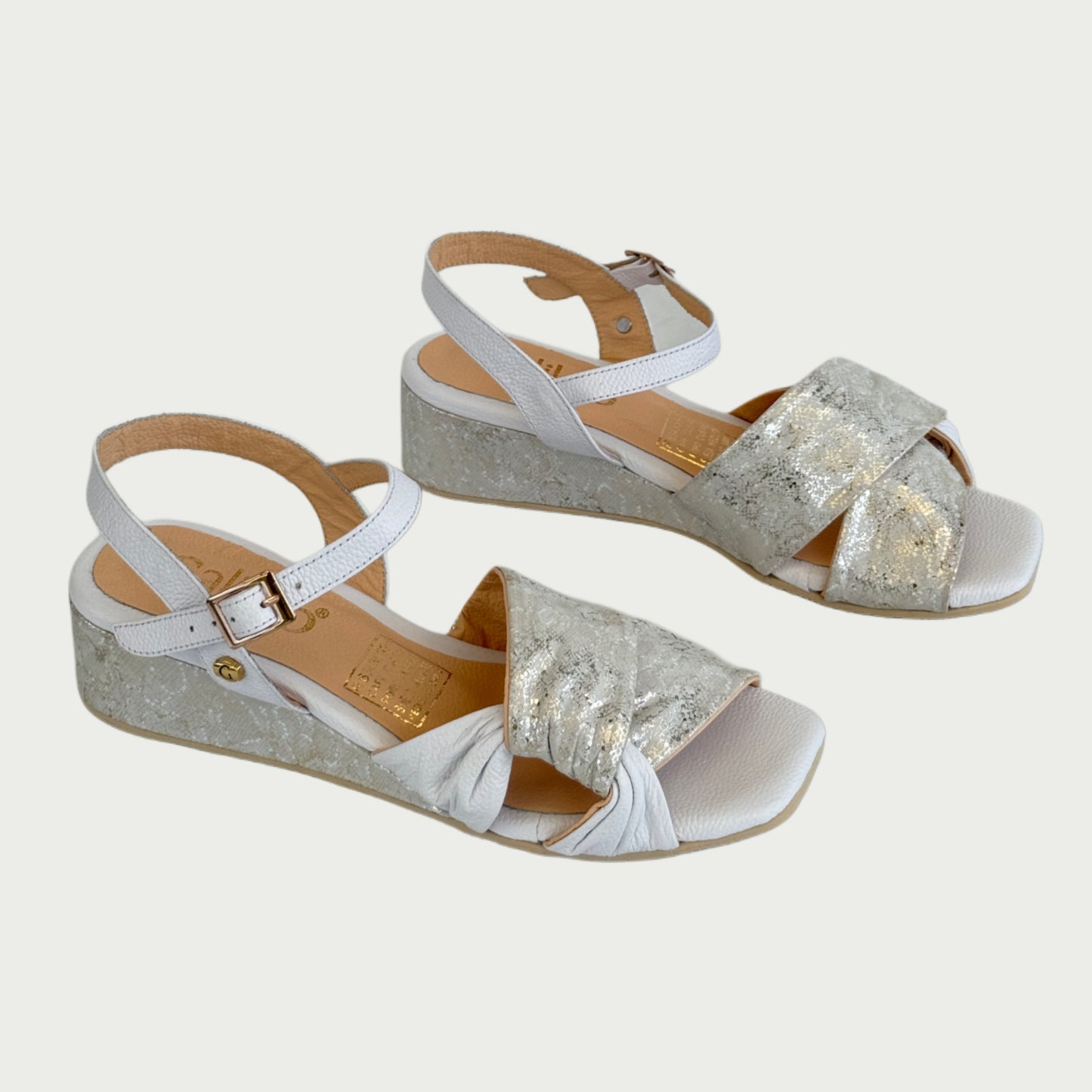 Sandalias en cuero blanco x plateado Ref: 1259WPBL