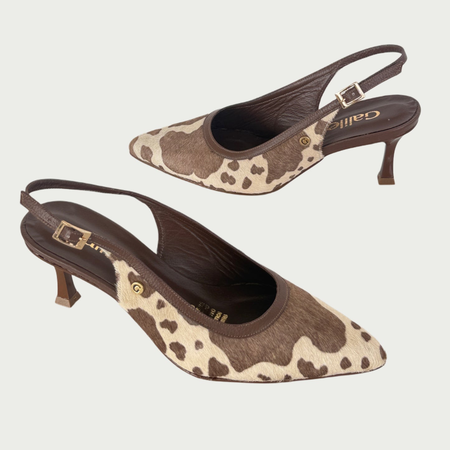 Stilettos destalonados en cuero x pelo vaca café Ref: PC74WPCF