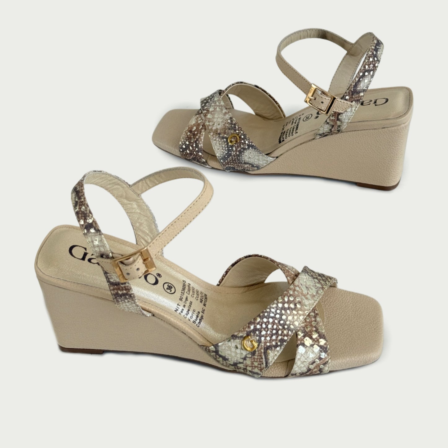 Sandalias en cuero Ostra x pitón