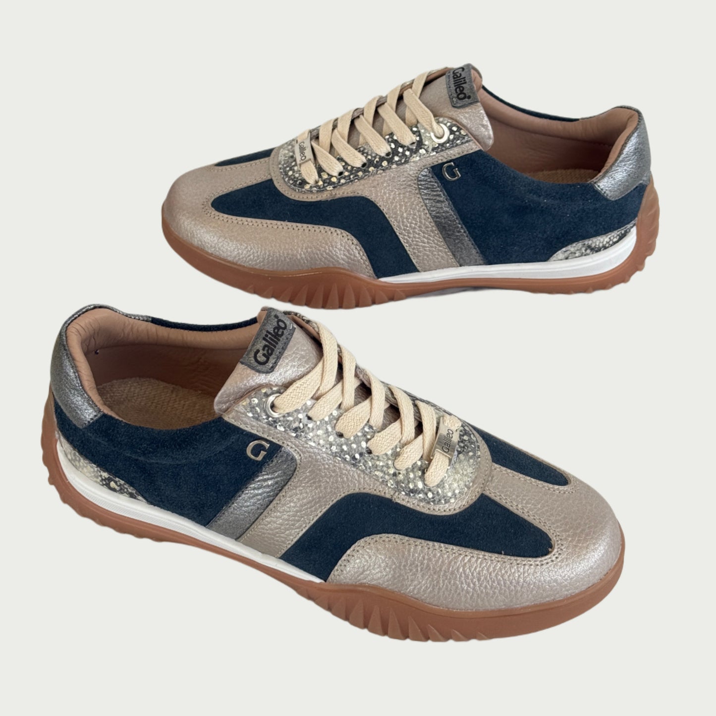 Tennis en cuero azul x bronce Ref: SV63WPME