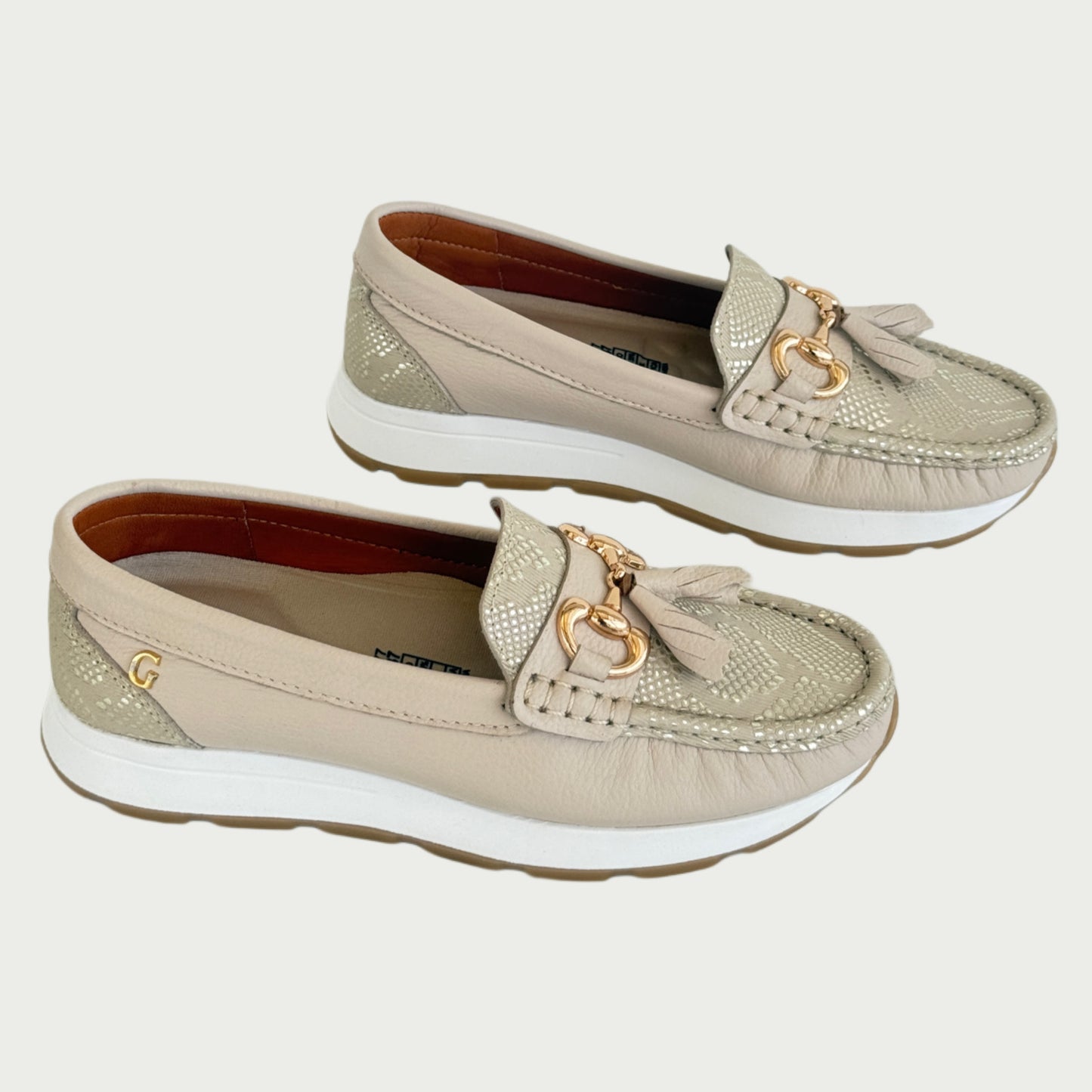 Mocasines en cuero beige Ref: 1002-43D