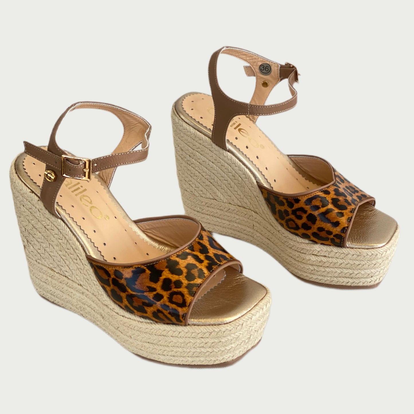 Sandalias en cuero print x miel Ref: 1002NYC7