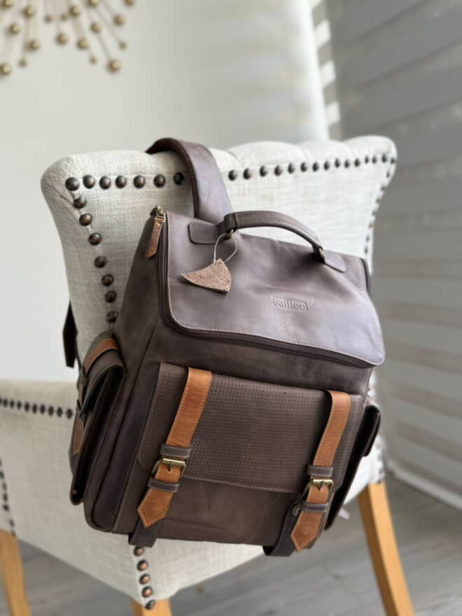 Morral en cuero envejecido café Ref: R4019XP