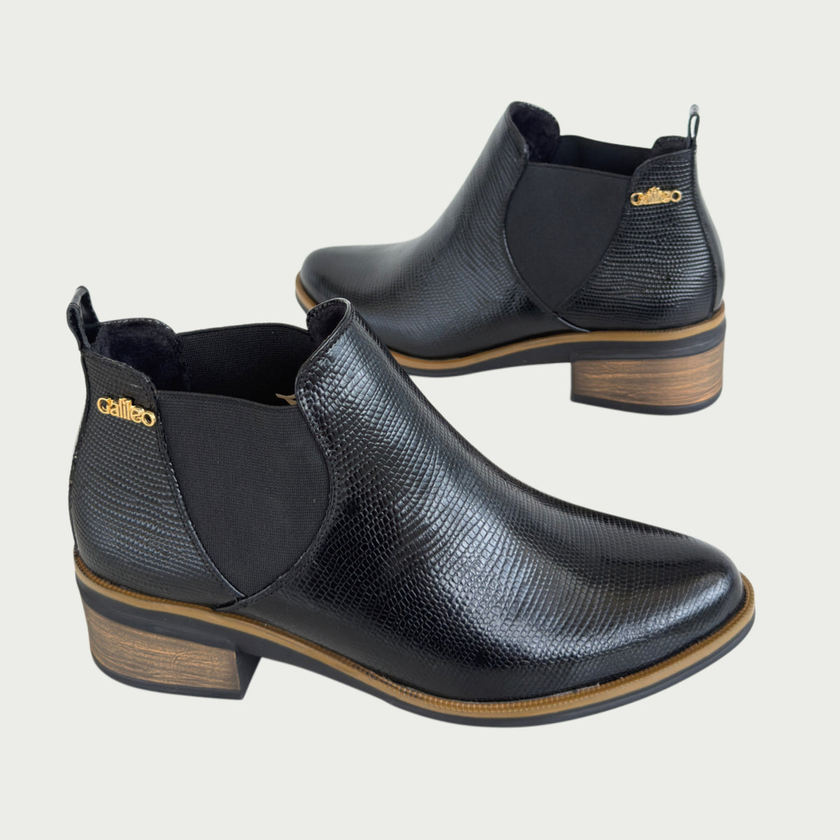 Botines en cuero negro x folia Ref: CRISAPNG
