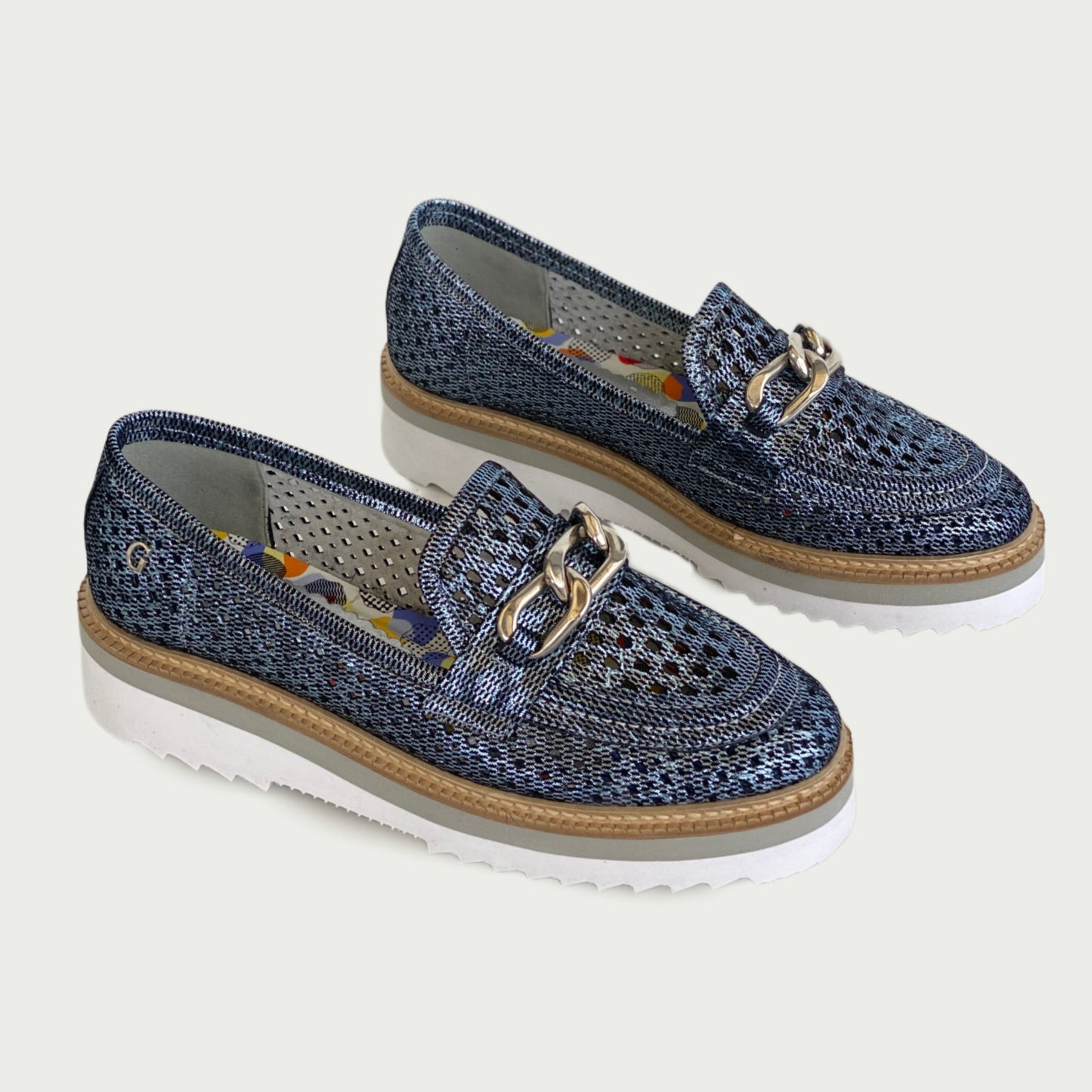 Mocasines en cuero azul brillante Ref: 6143NPZ