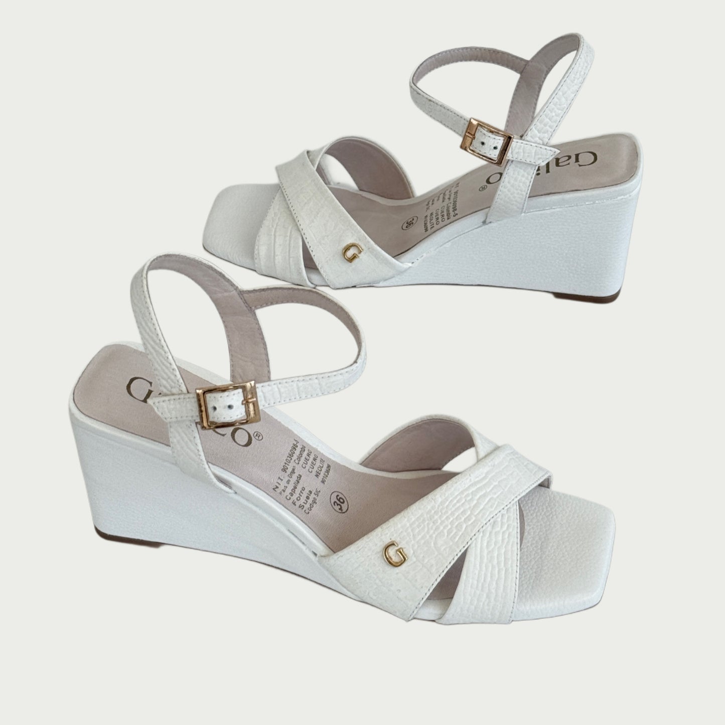 Sandalias en cuero x folia blanco Ref: 5689
