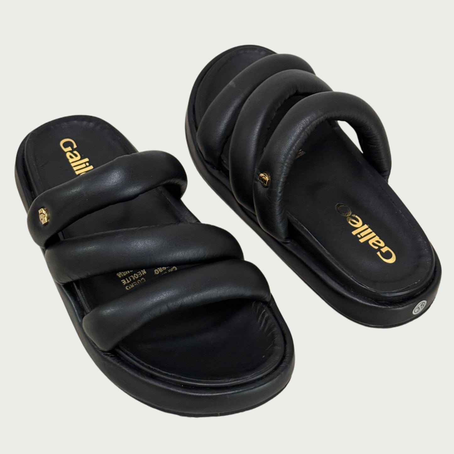 Sandalias cuero negro Rf 2022