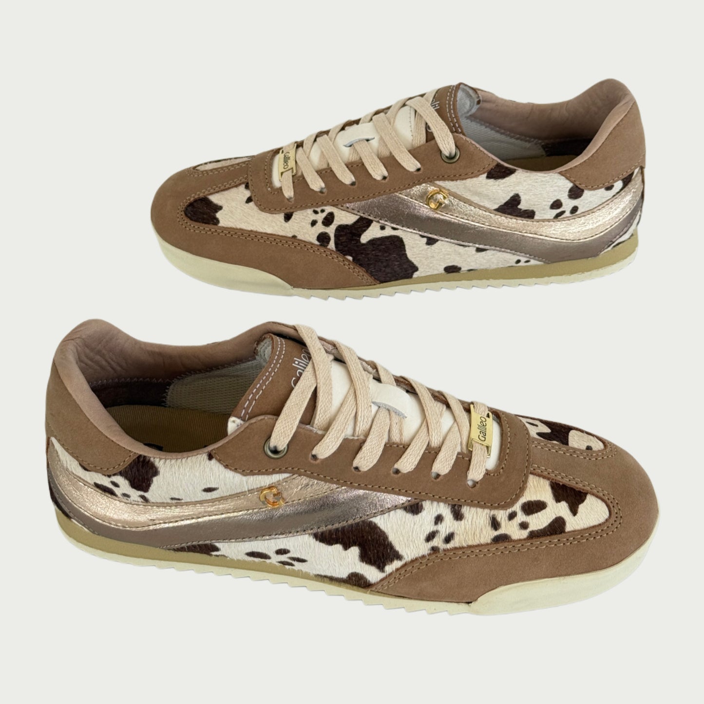 Tenis en cuero miel x animal print Ref: Greta