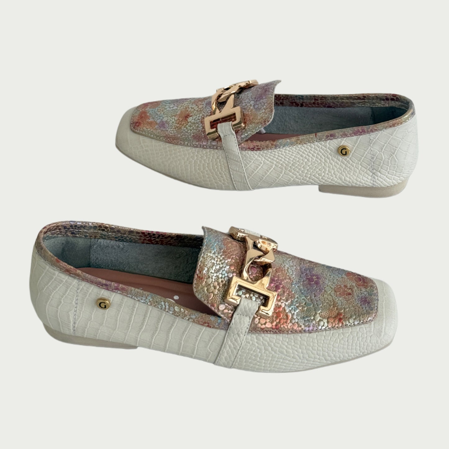Zapatos mocasines en cuero beige x folia Ref: 448MPFDU34