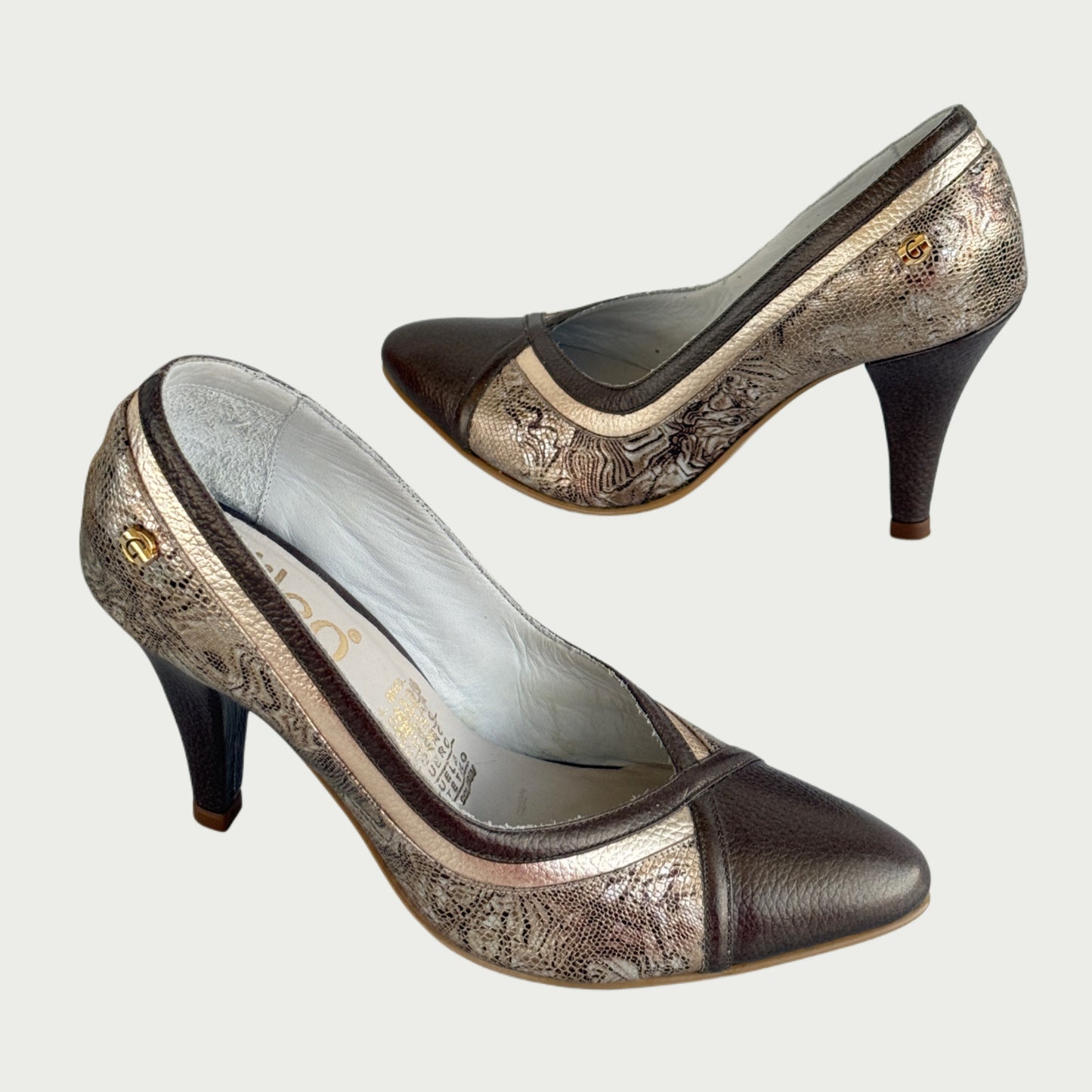 Zapatos en cuero bronce x folia Ref: ZA137NGC4