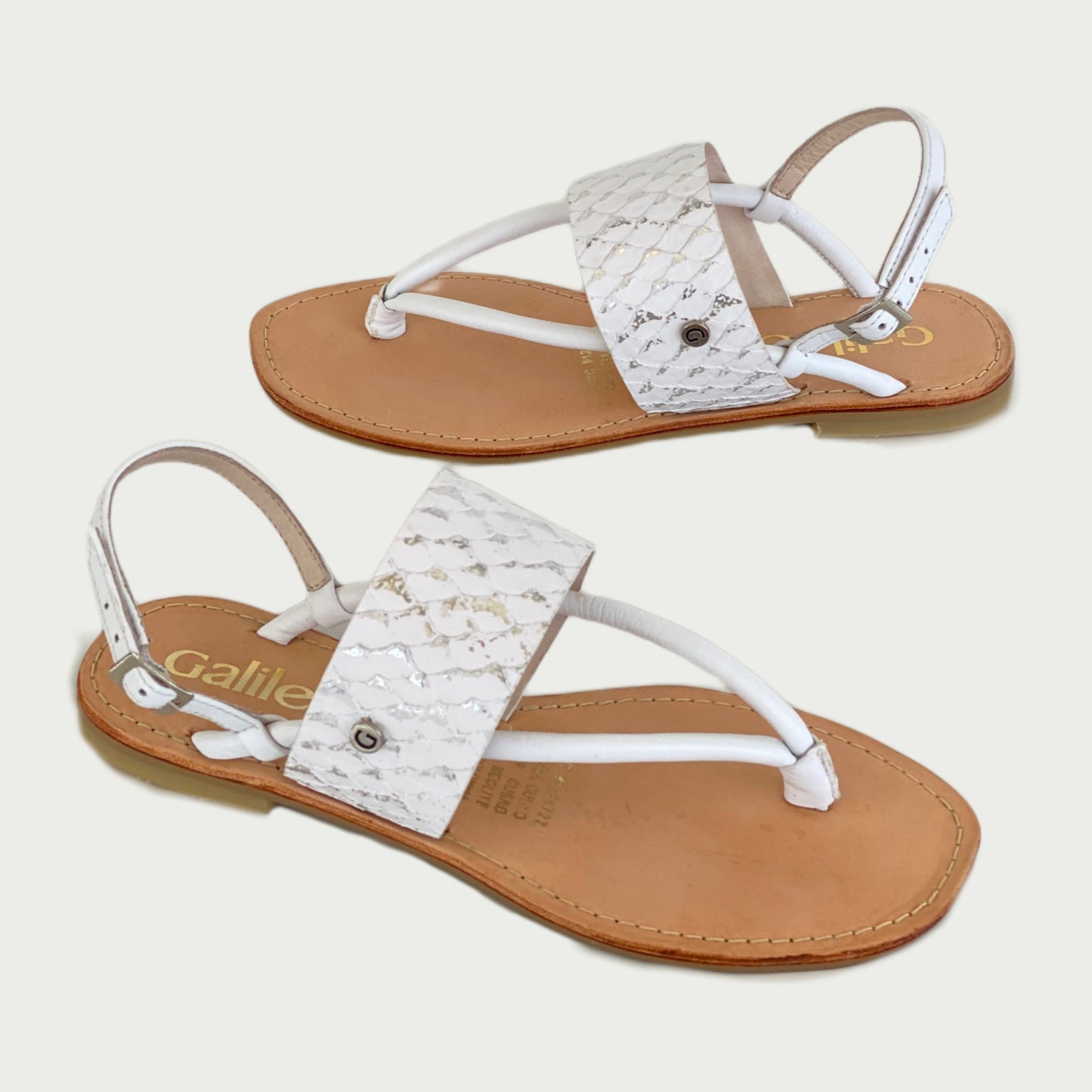 Sandalias en cuero blanco x plata Ref: 7918NPB