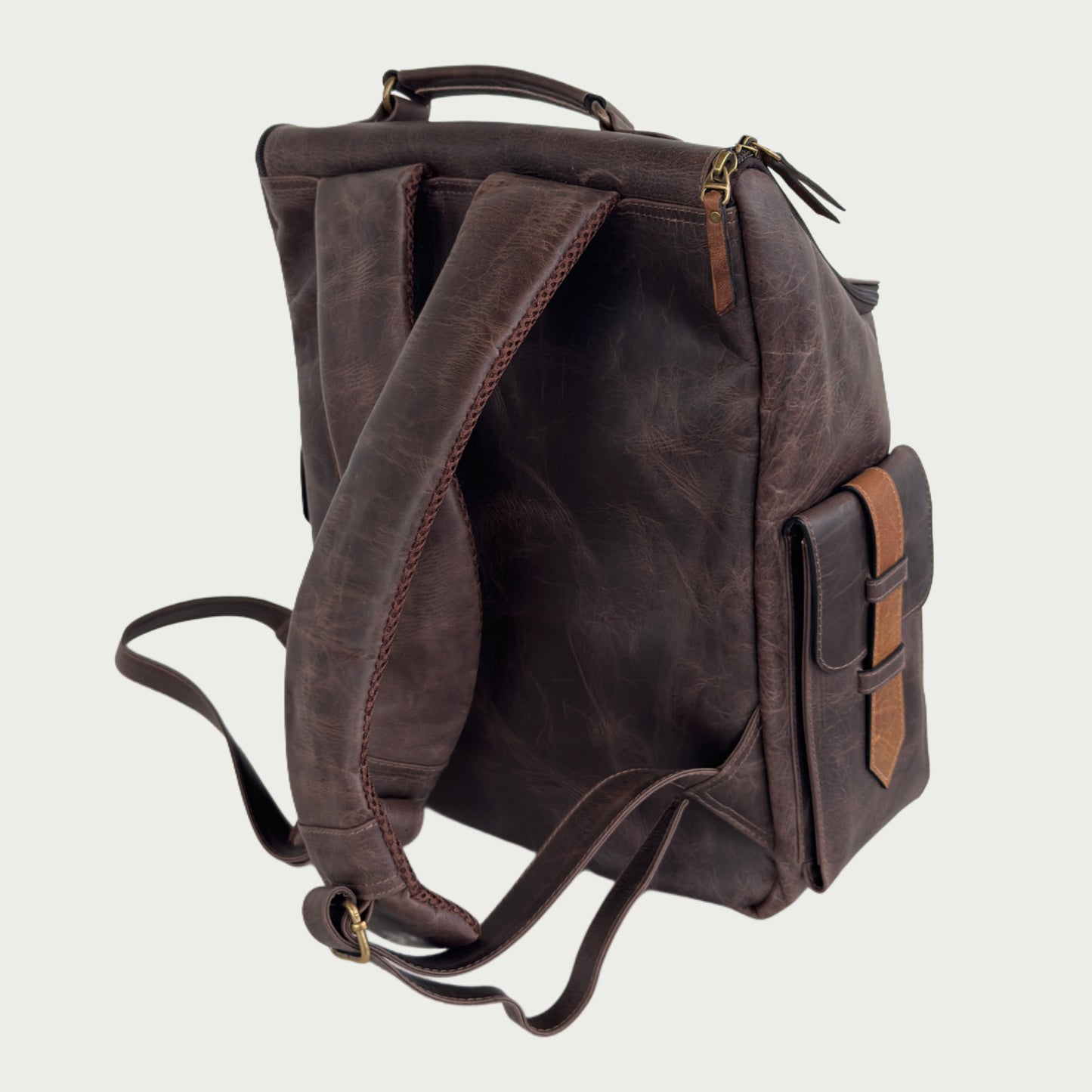 Morral en cuero envejecido café Ref: R4019XP