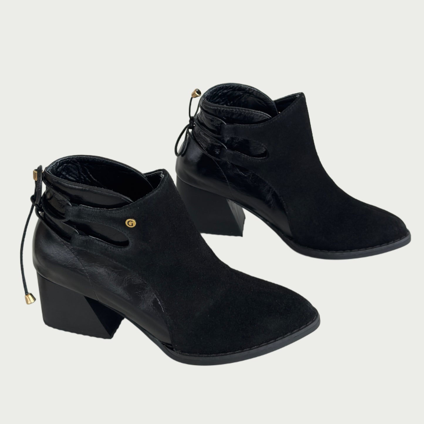 Botin en cuero gamuzado x cuero liso negro Ref: B41XPNG