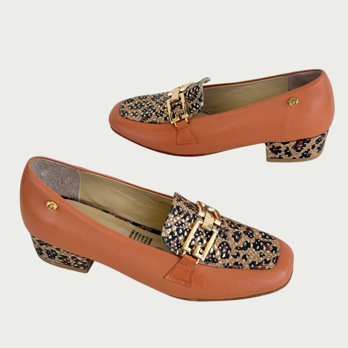 Zapato en cuero color sandal x animal print Ref : 5595MPSA4