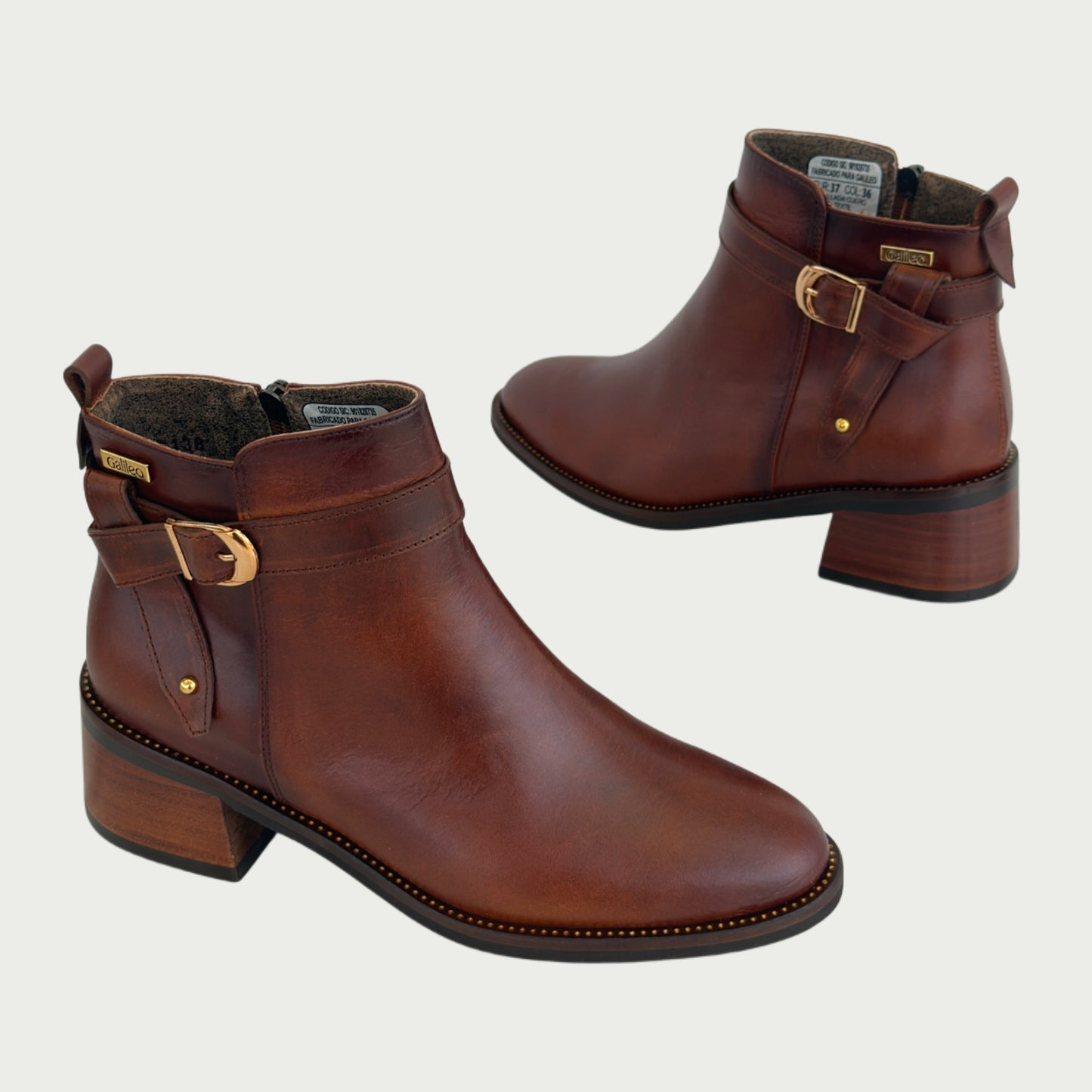 Botines en cuero miel Ref: 6482
