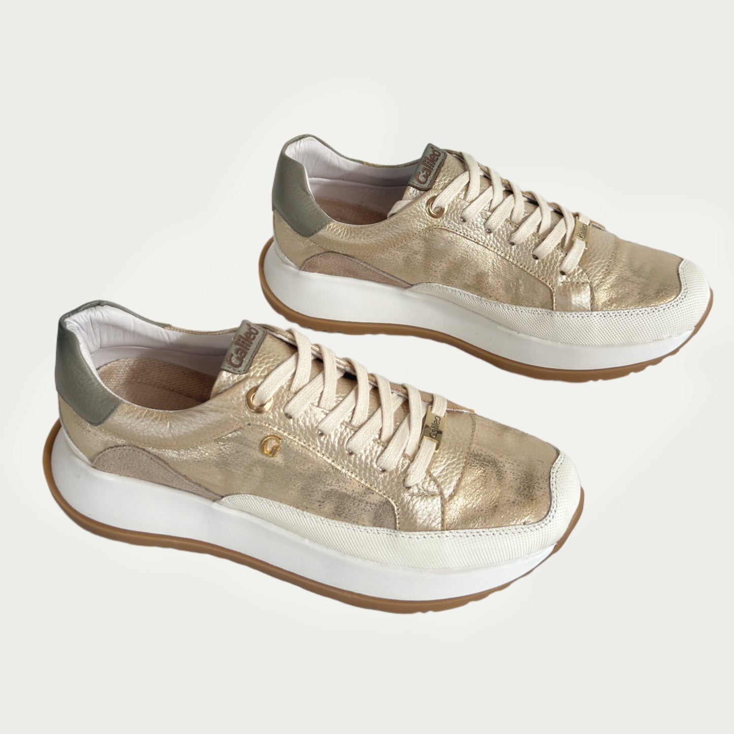 Tennis en cuero tafu dorado x verde Ref: SD112WTAF