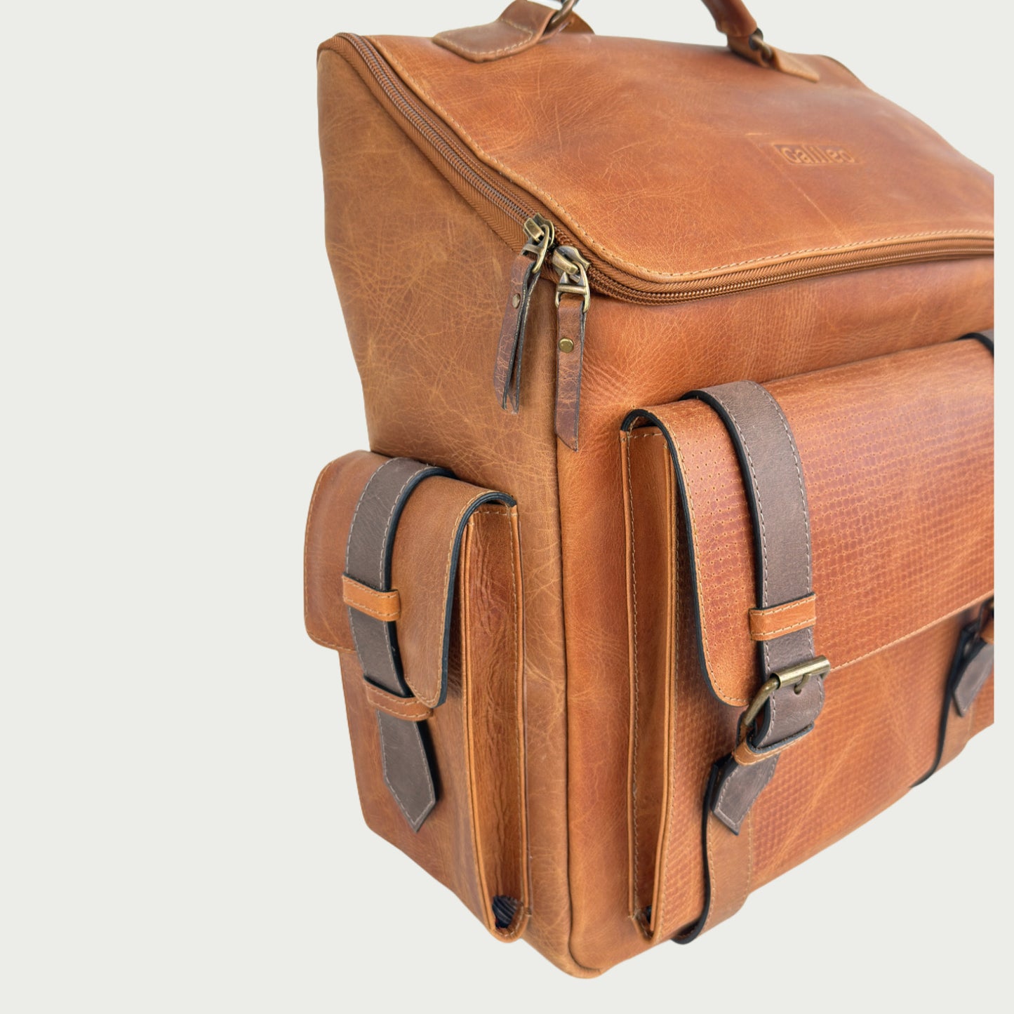 Morral en cuero envejecido miel Ref: R4019XP