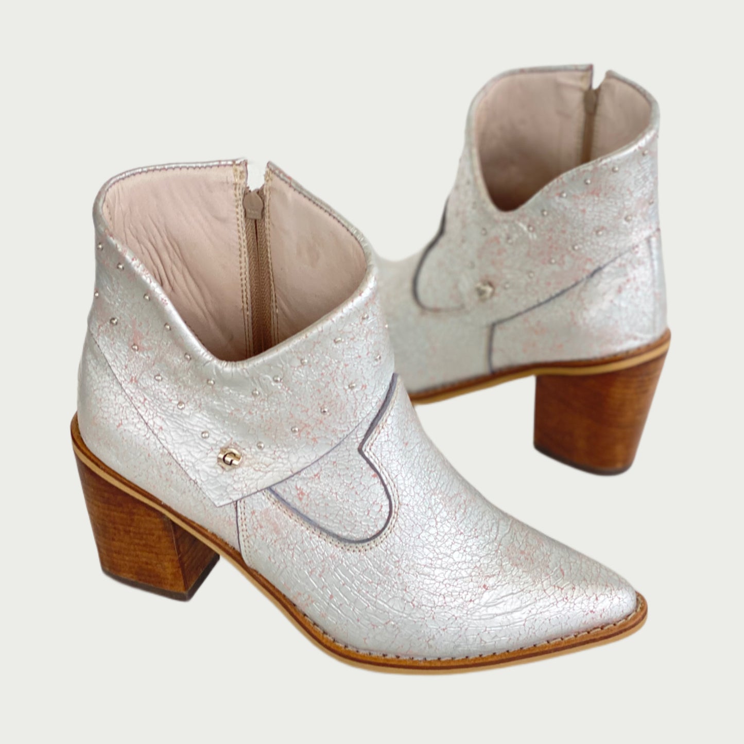 Botines en cuero plata Ref:1711NPRP4