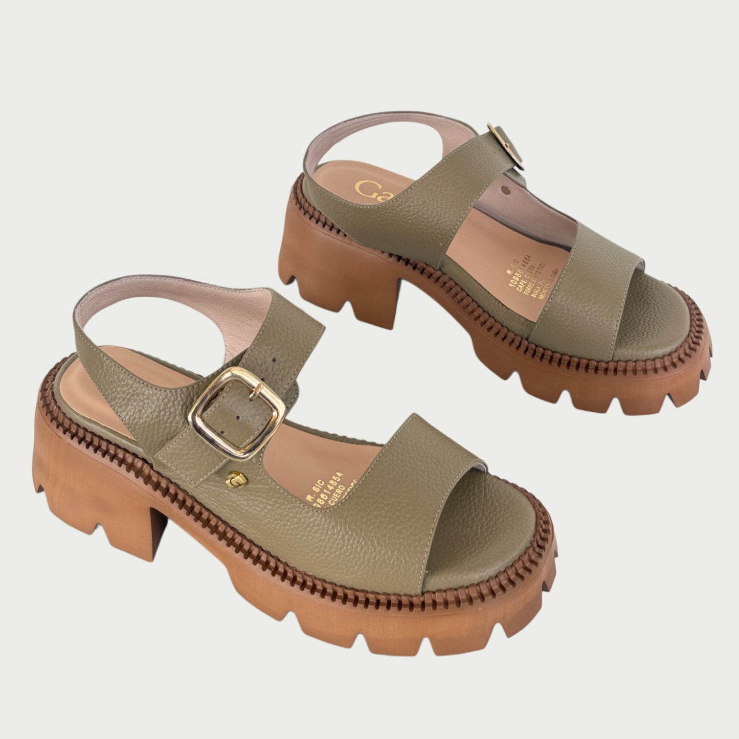 Sandalias en cuero Olive Green Ref: 662