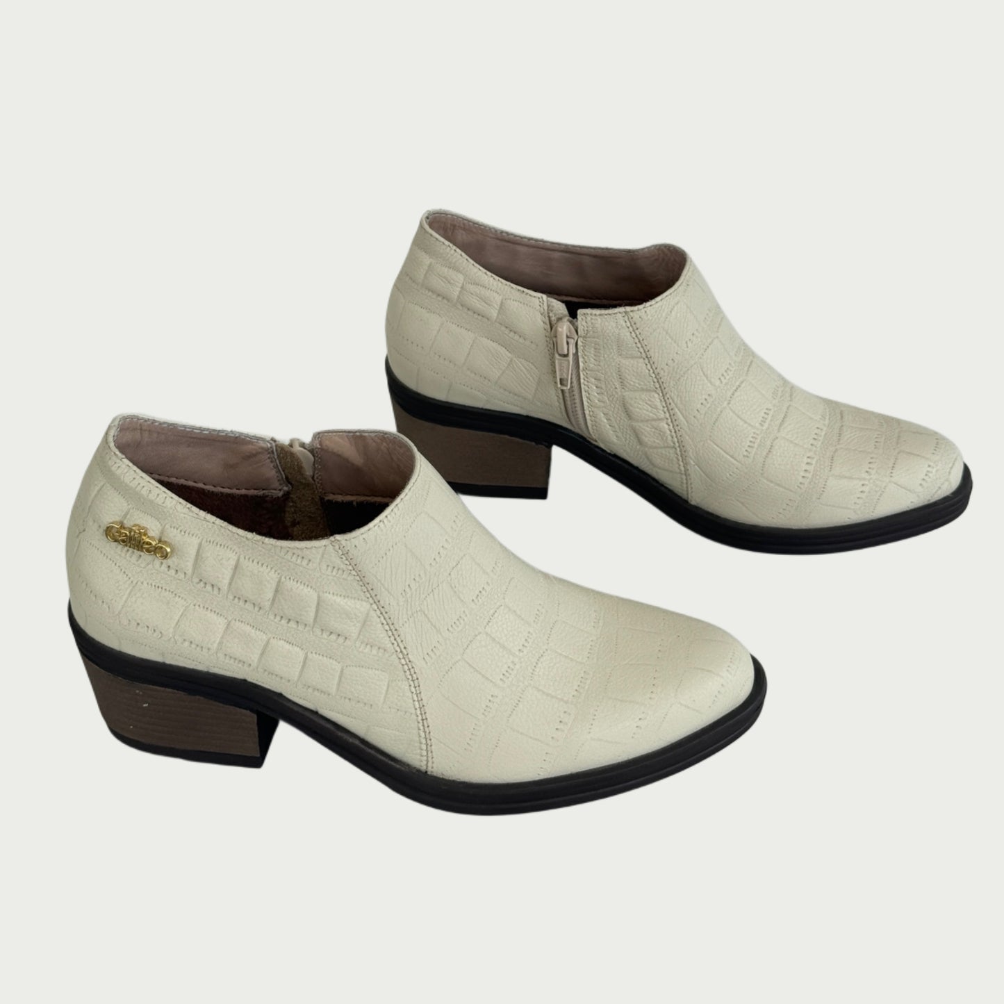 Botines en cuero talco x folia Ref: ANISAWP
