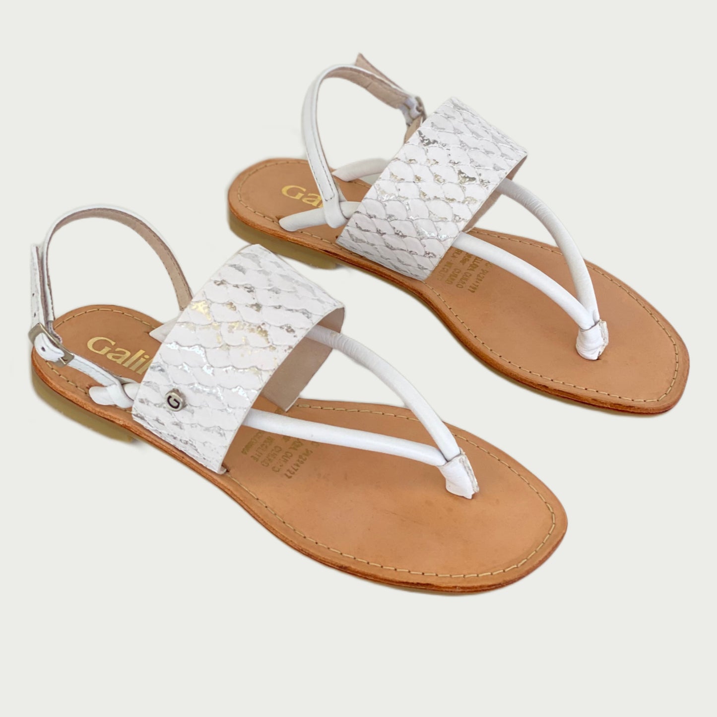 Sandalias en cuero blanco x plata Ref: 7918NPB
