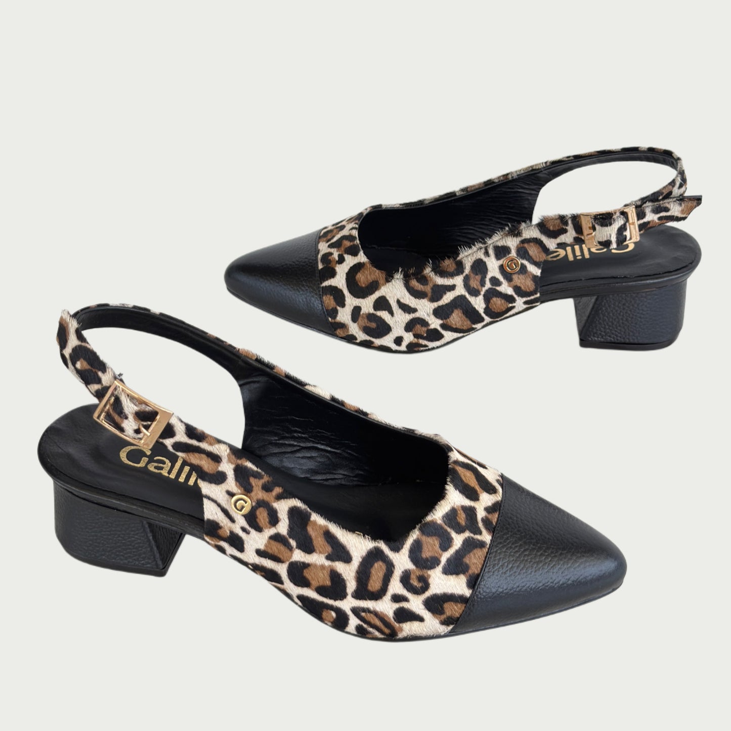 Zapatos en cuero animal print x pelo negro Ref: PC92XPVNG