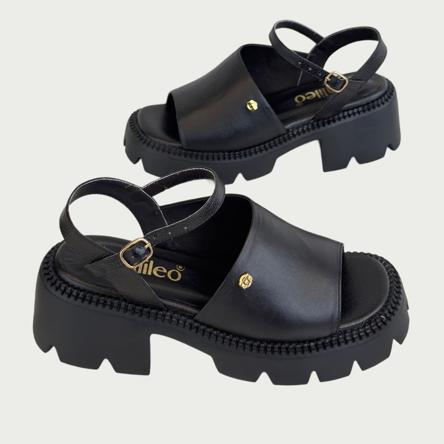 Sandalias en cuero negro Ref: P332ZPNG