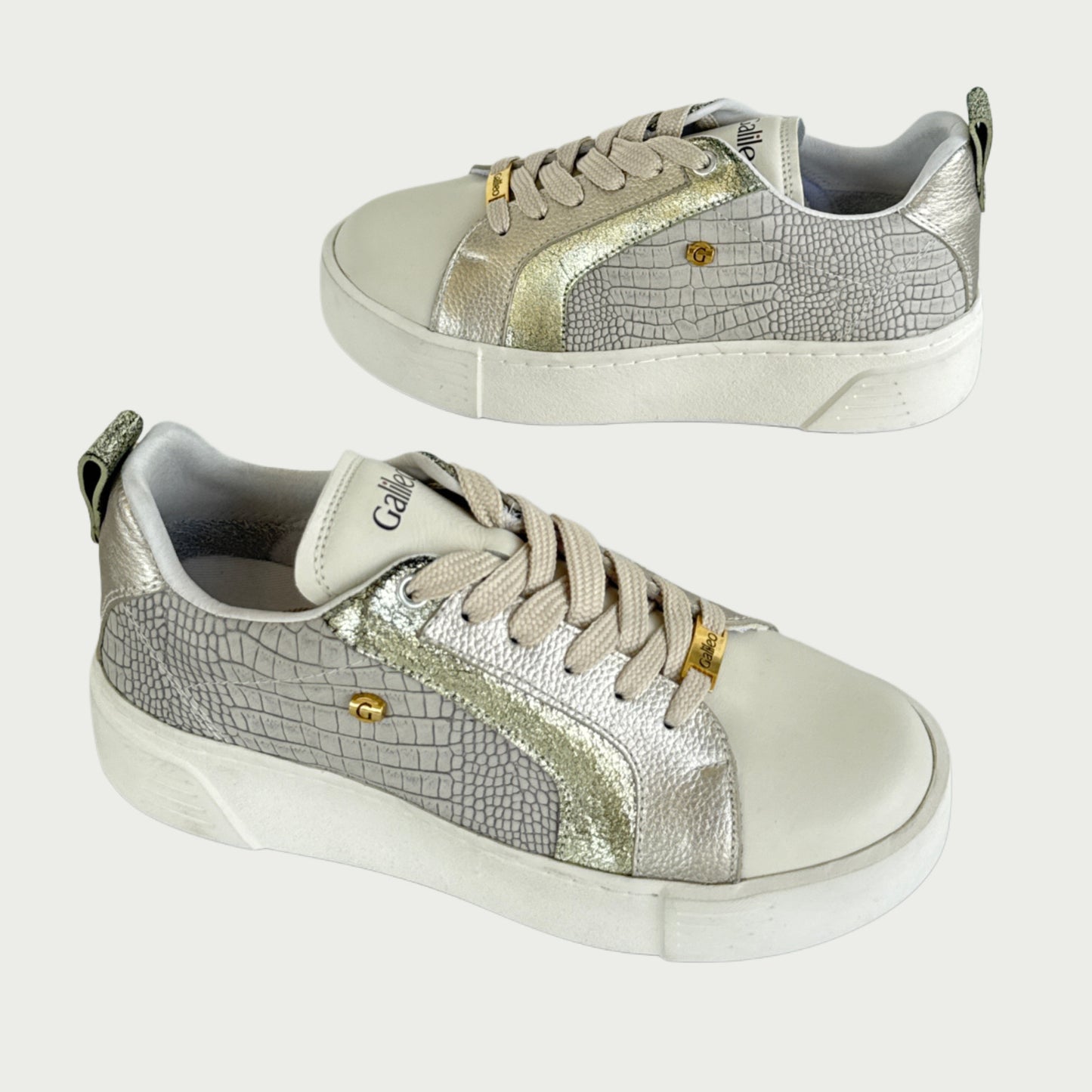 Tennis en cuero beige x folia Ref: KARLAMPGR5