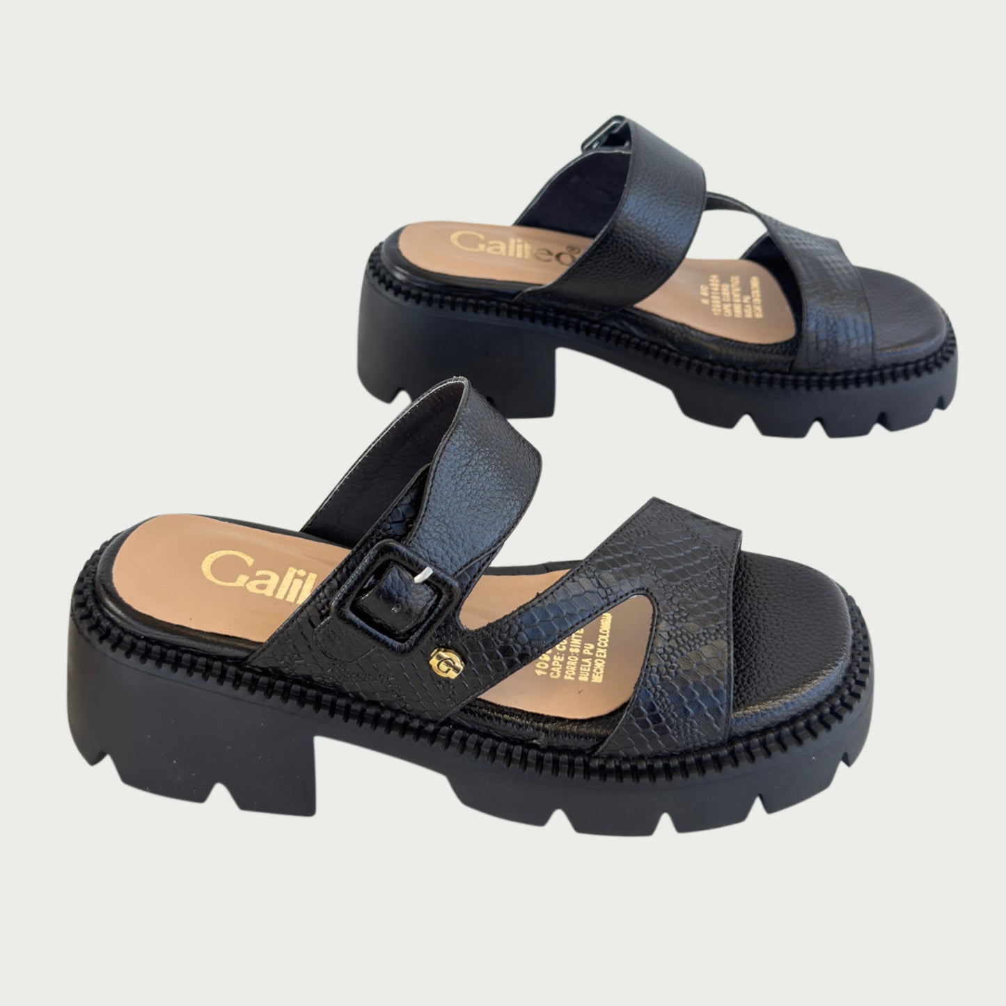 Sandalias en cuero negro Ref: P388ZPNG