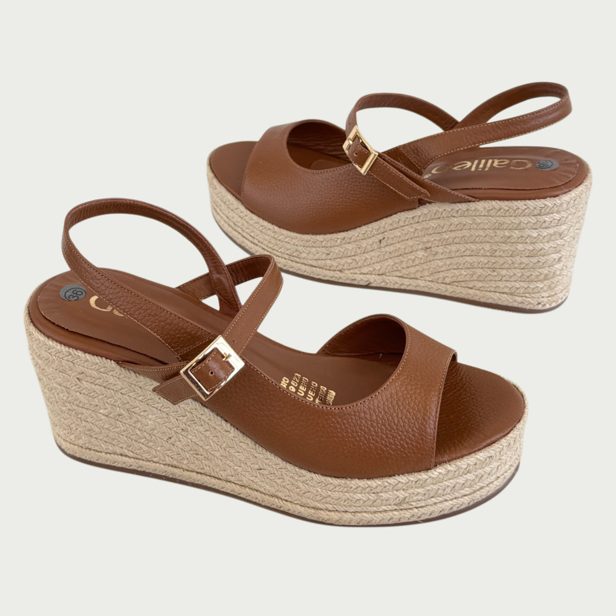 Sandalias en cuero miel x yute Ref: 6440APMI