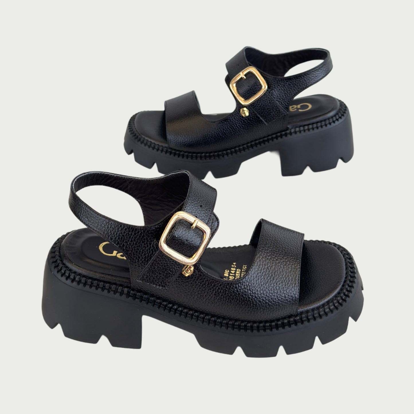 Sandalias en cuero negro Ref: P662ZPNG