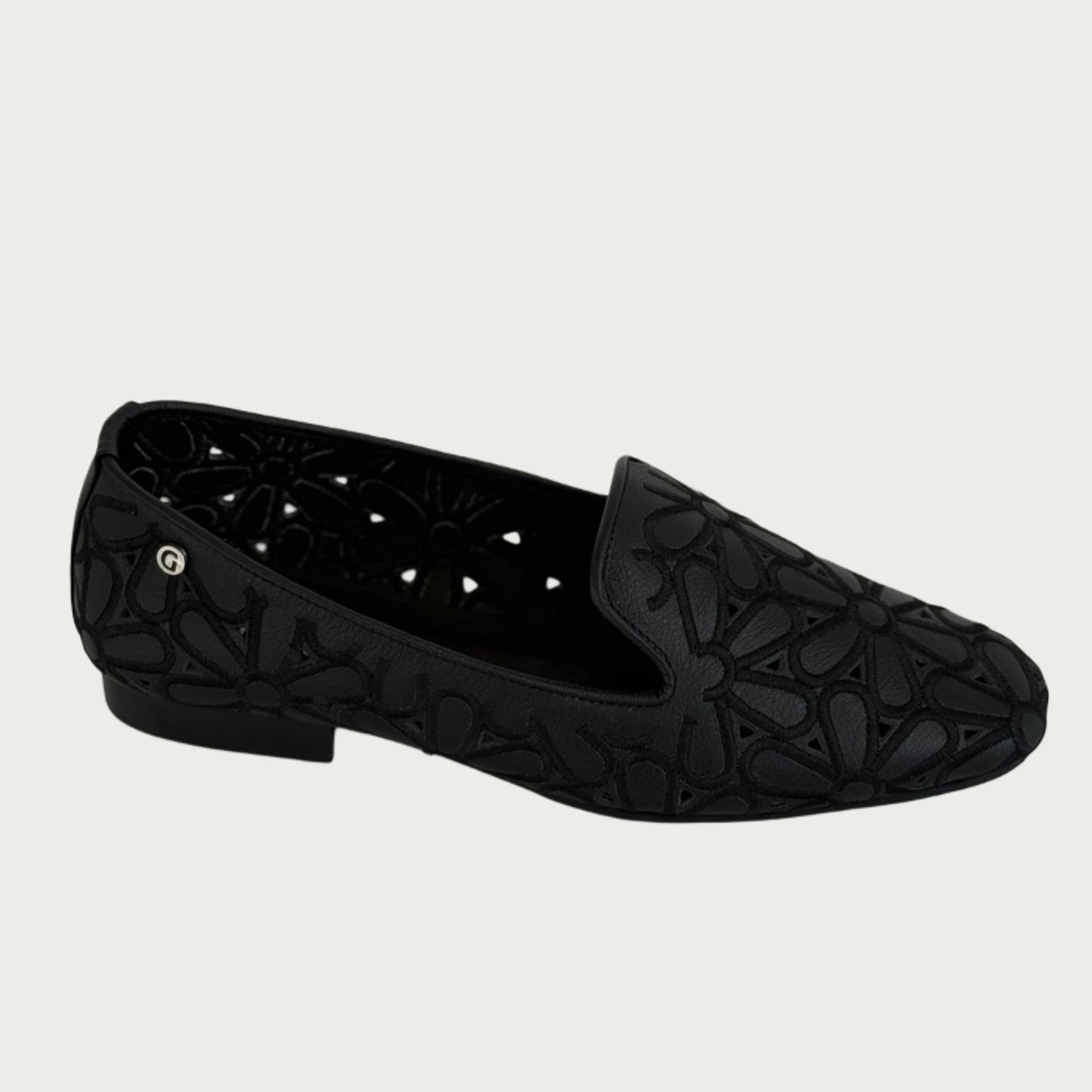 Baletas en cuero bordado negro Ref : ALEGRAXN7