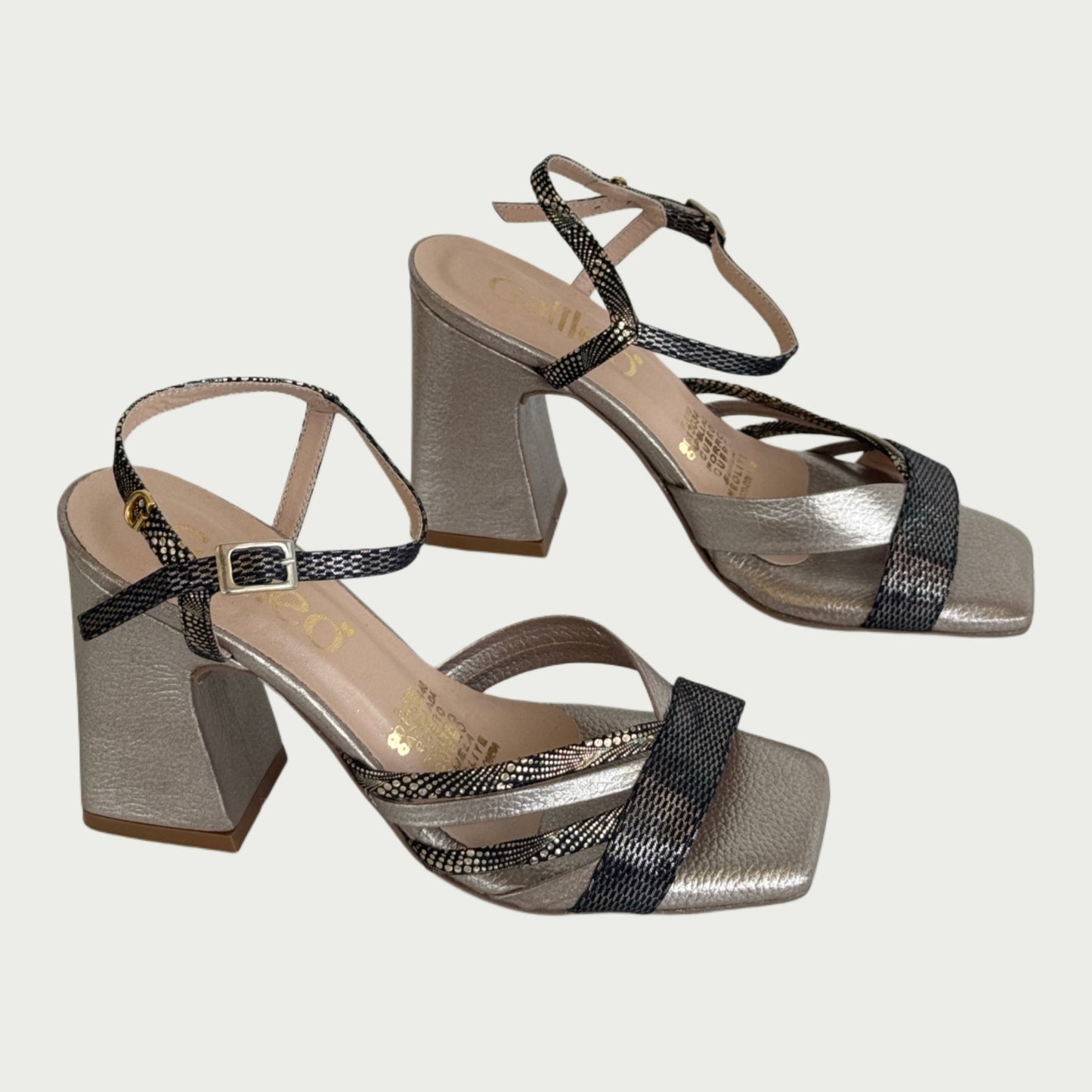 Sandalias en cuero bronce x negro Ref: 173MPBRO