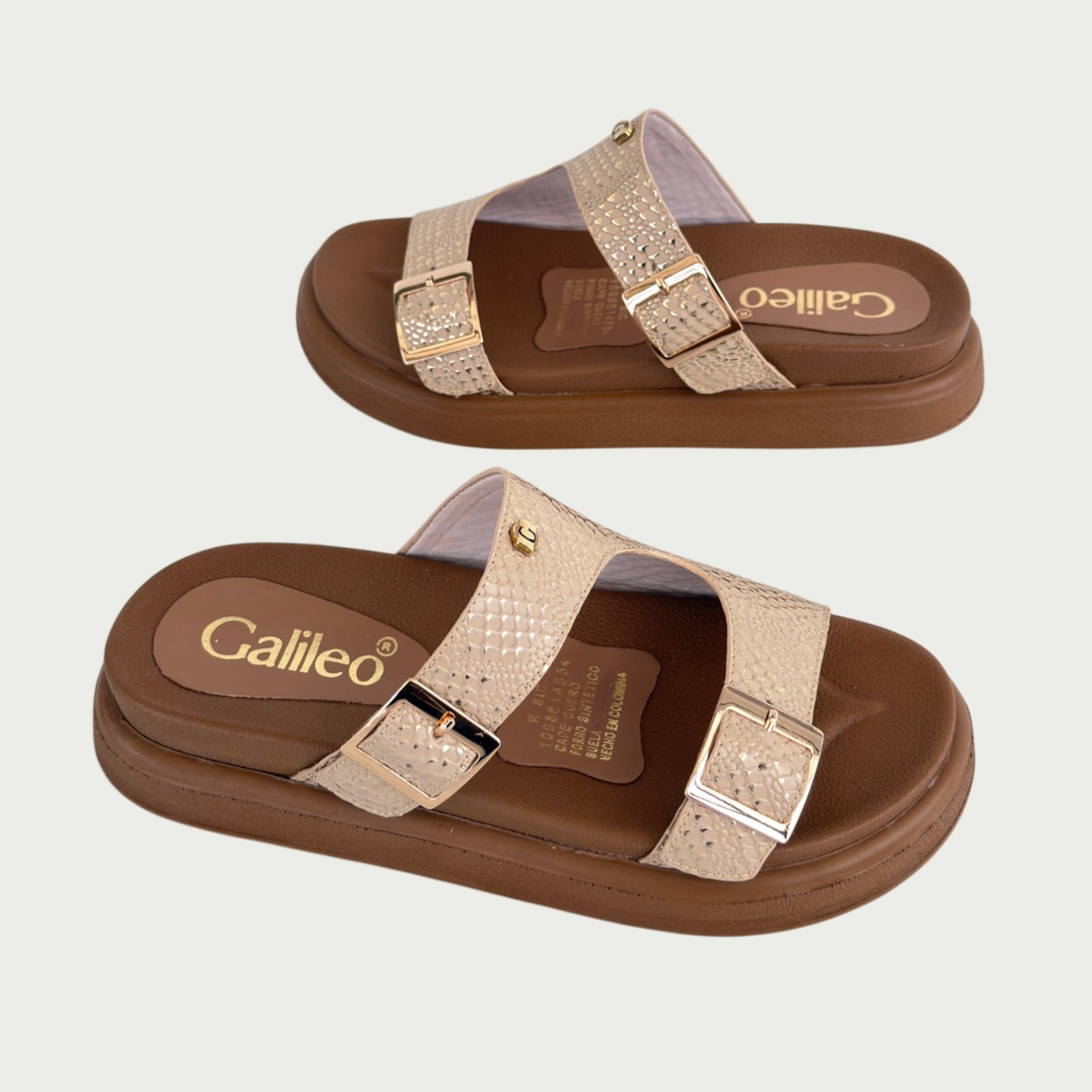 Sandalias en cuero grabado maní - beige Ref: P376ZPMA