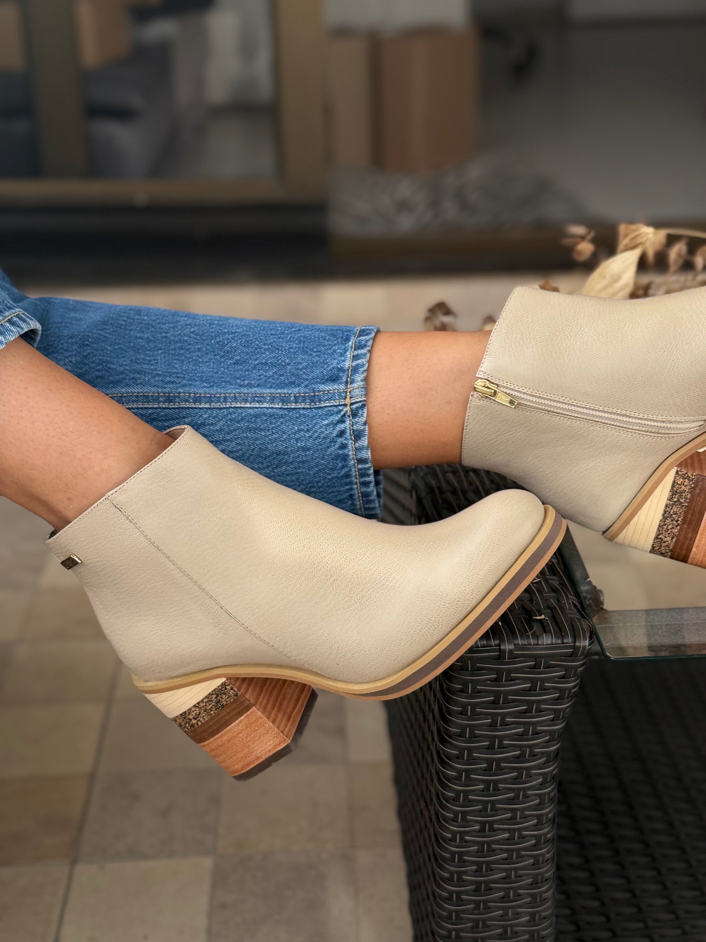 Botines en cuero Beige Ref: Glenda