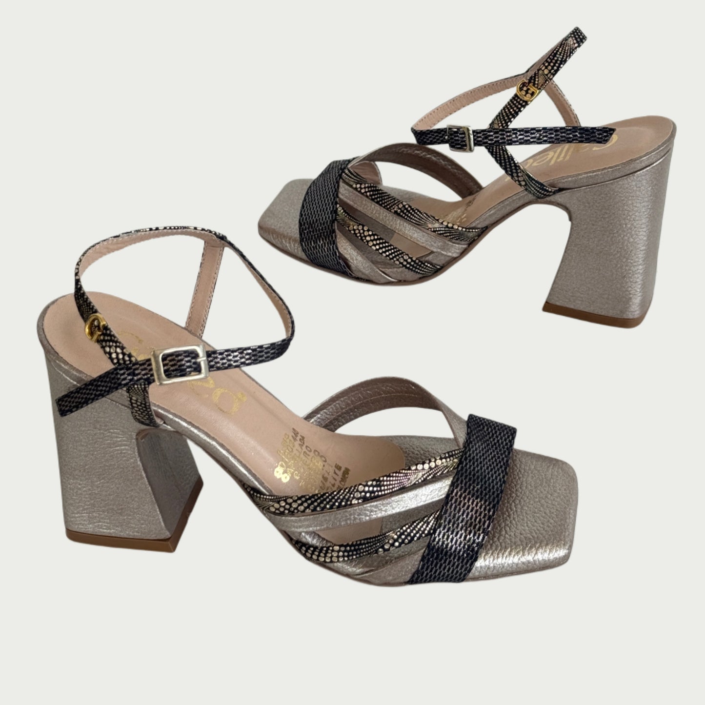 Sandalias en cuero bronce x negro Ref: 173MPBRO