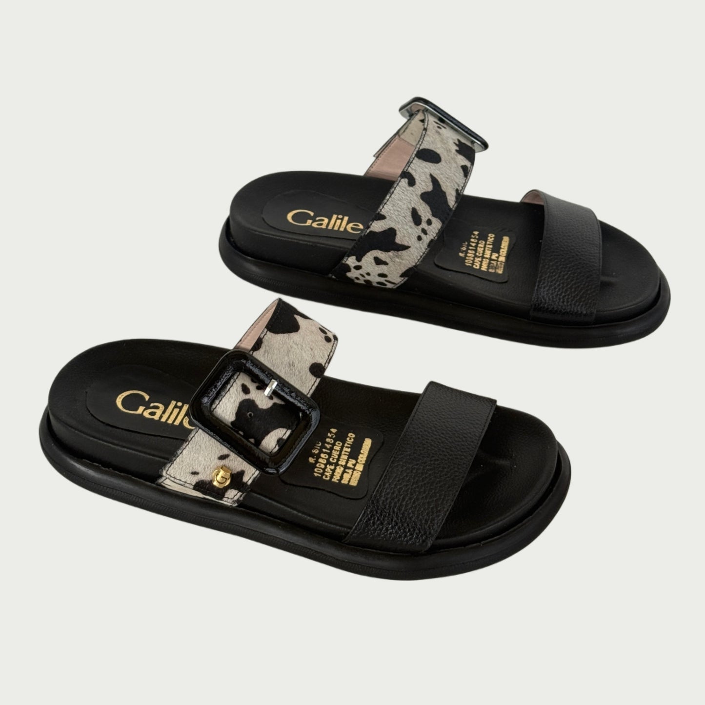 Sandalias en cuero negro x vaca Ref: P1782WP