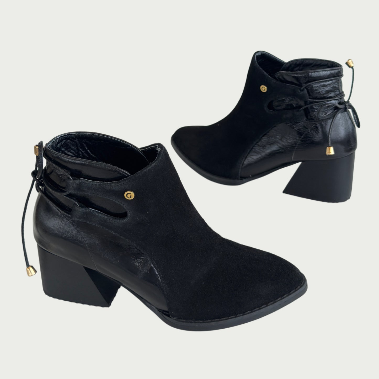 Botin en cuero gamuzado x cuero liso negro Ref: B41XPNG