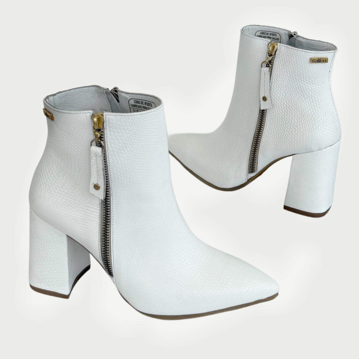 Botin en cuero blanco Ref:6398ZPBL4