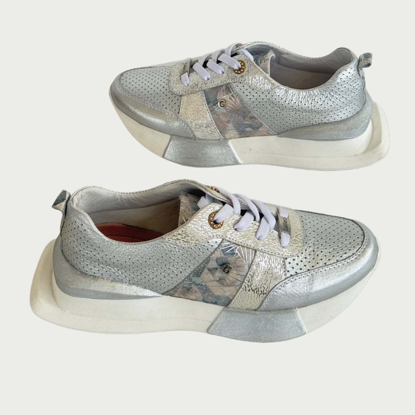 Tenis en cuero plata x folia Ref: DP141NGP4