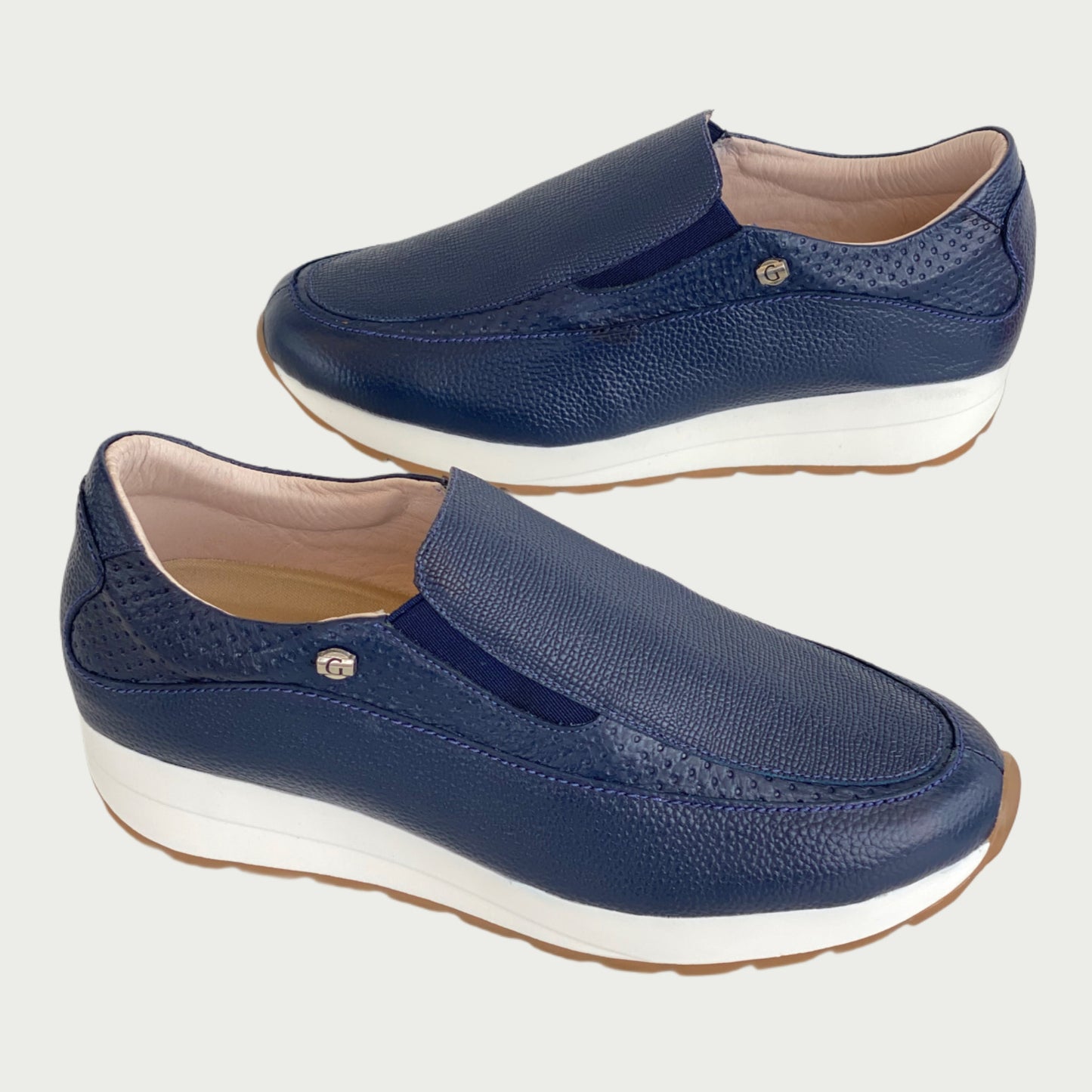Tennis en cuero con resorte azul Ref: T023WP