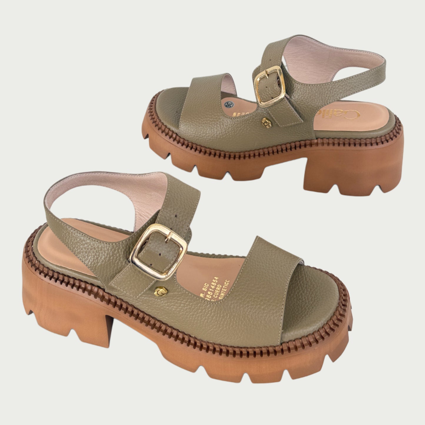 Sandalias en cuero Olive Green Ref: 662